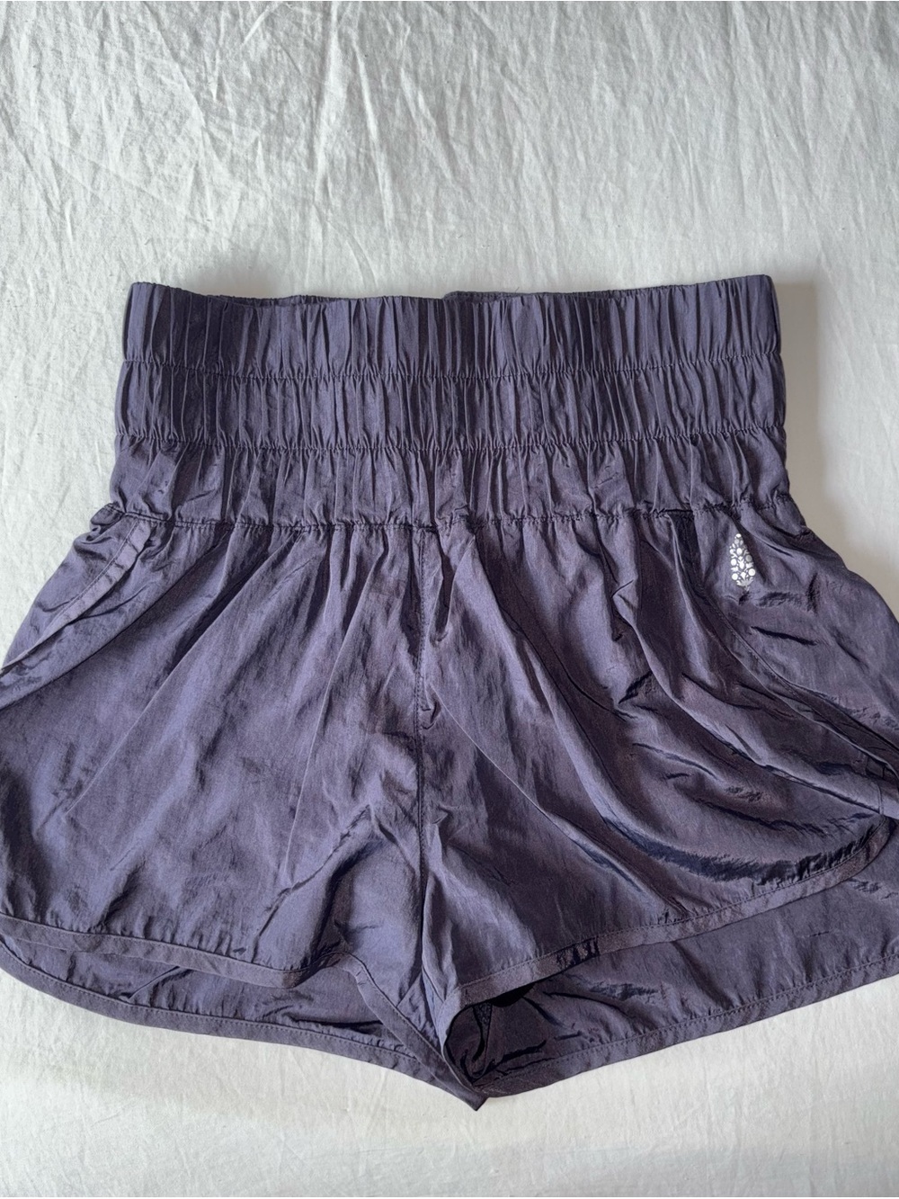 FP Movement by Free People High-Waist Smocked Deep Purple Shorts